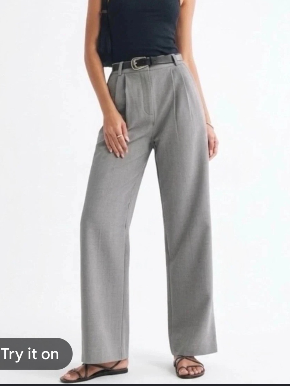 Abercrombie & Fitch Women's Gray Sloane Tailored Pleated Wide Leg Pants Size XS